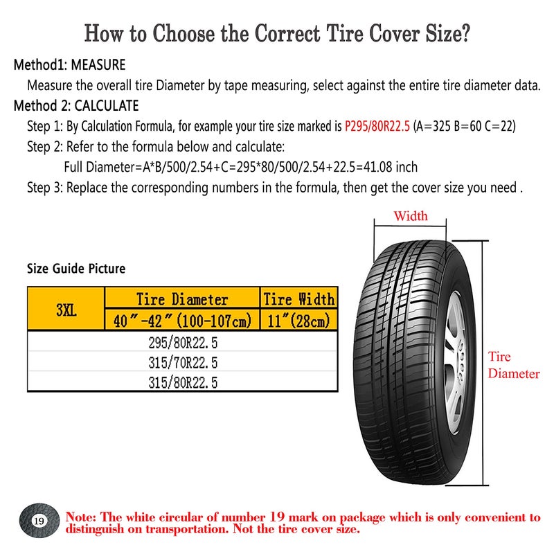 MOONET Tire Covers for RV Wheel (4 Pack),Black Oxford Waterproof UV Sun Protectors for Motorhome Boat Trailer Camper Van SUV, D107cm x H28cm for Diameter 40"-42" - Image 3